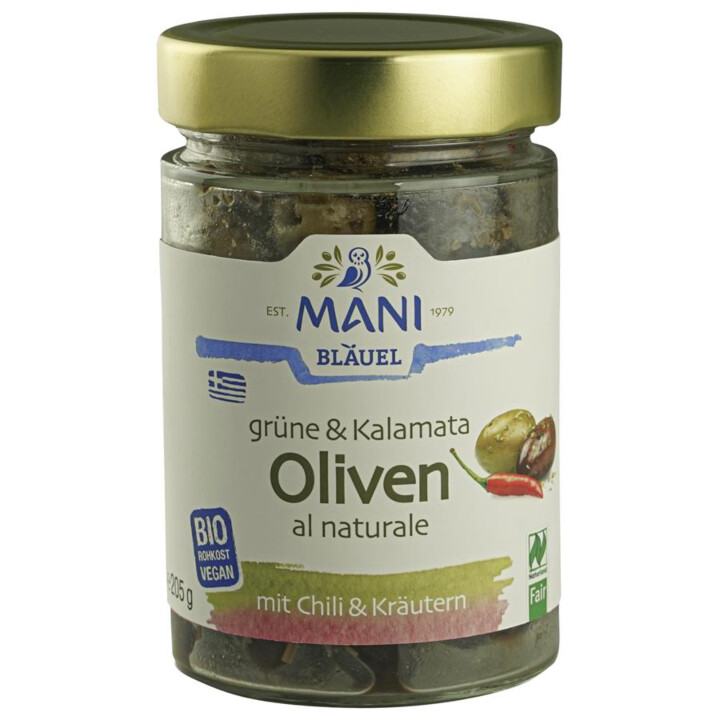 Olivy Zelené+Kalamata+chilli s peckou 175g BIO